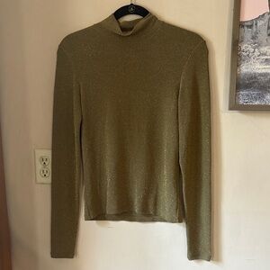 Vintage Ralph Lauren Metallic Gold/Brown Mockneck Sweater Size Small
